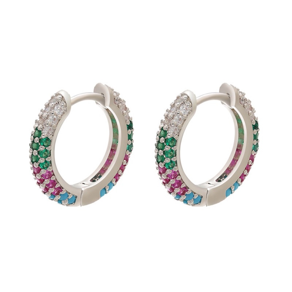 Cubic Zirconia rainbow hoop earrings